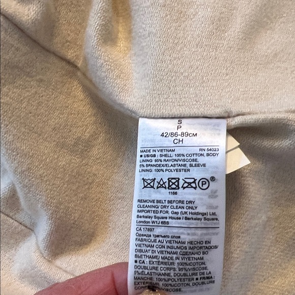 Banana Republic Cream Pea Coat.  Size Small - Picture 6 of 6